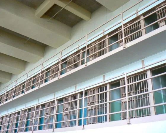 A row of prison cells in a federal prison.
