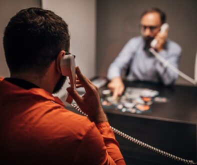 inmate talking to a prison consultant via prison telephone