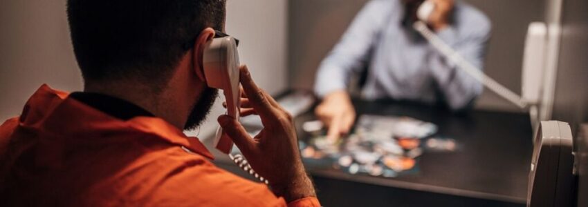 inmate talking to a prison consultant via prison telephone