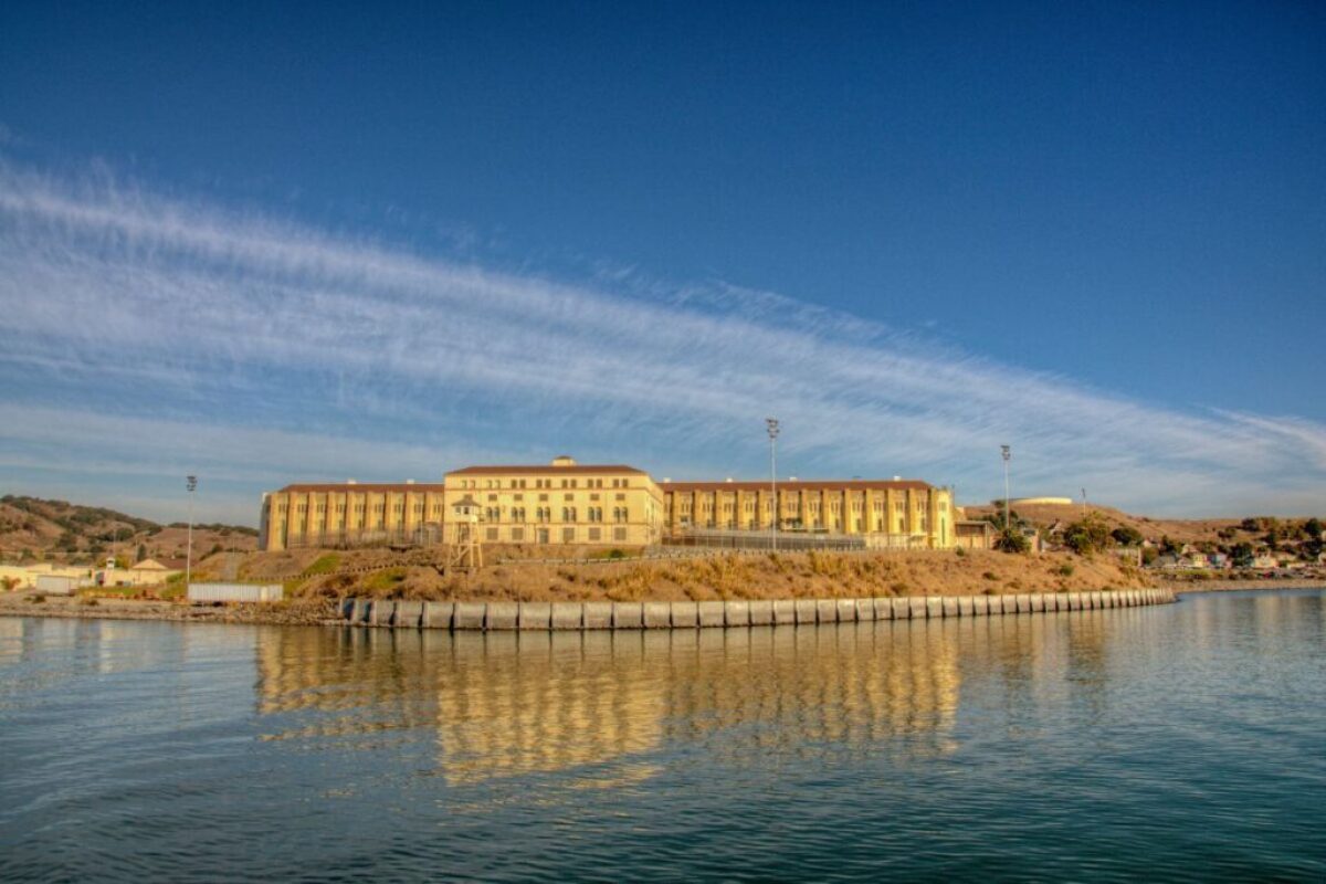 A wide angle shot of San Quentin prison.