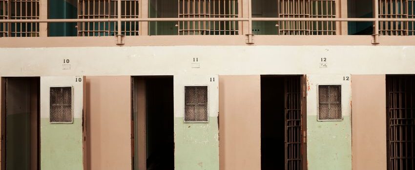 Solitary confinement cells where inmates isolate from any form of human contact.