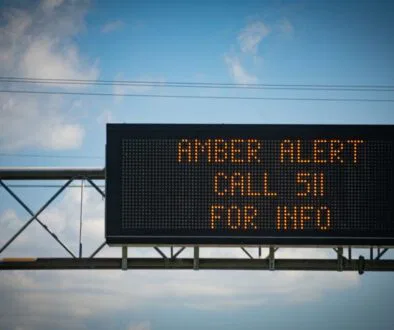 A digital signage of AMBERT alert.