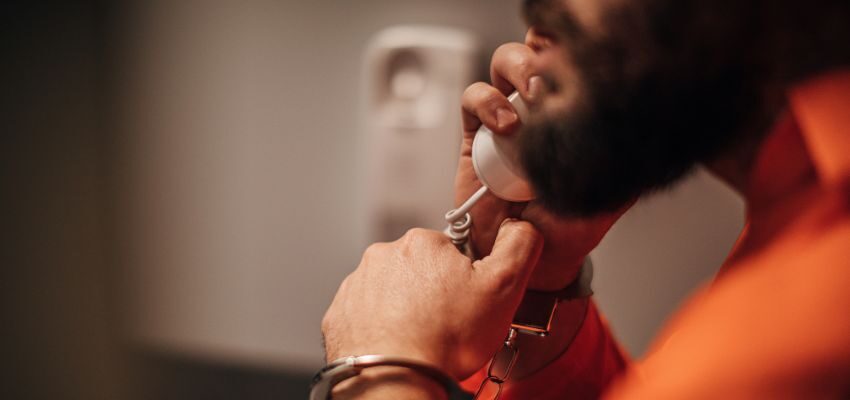 The inmate receives a call from loved ones.